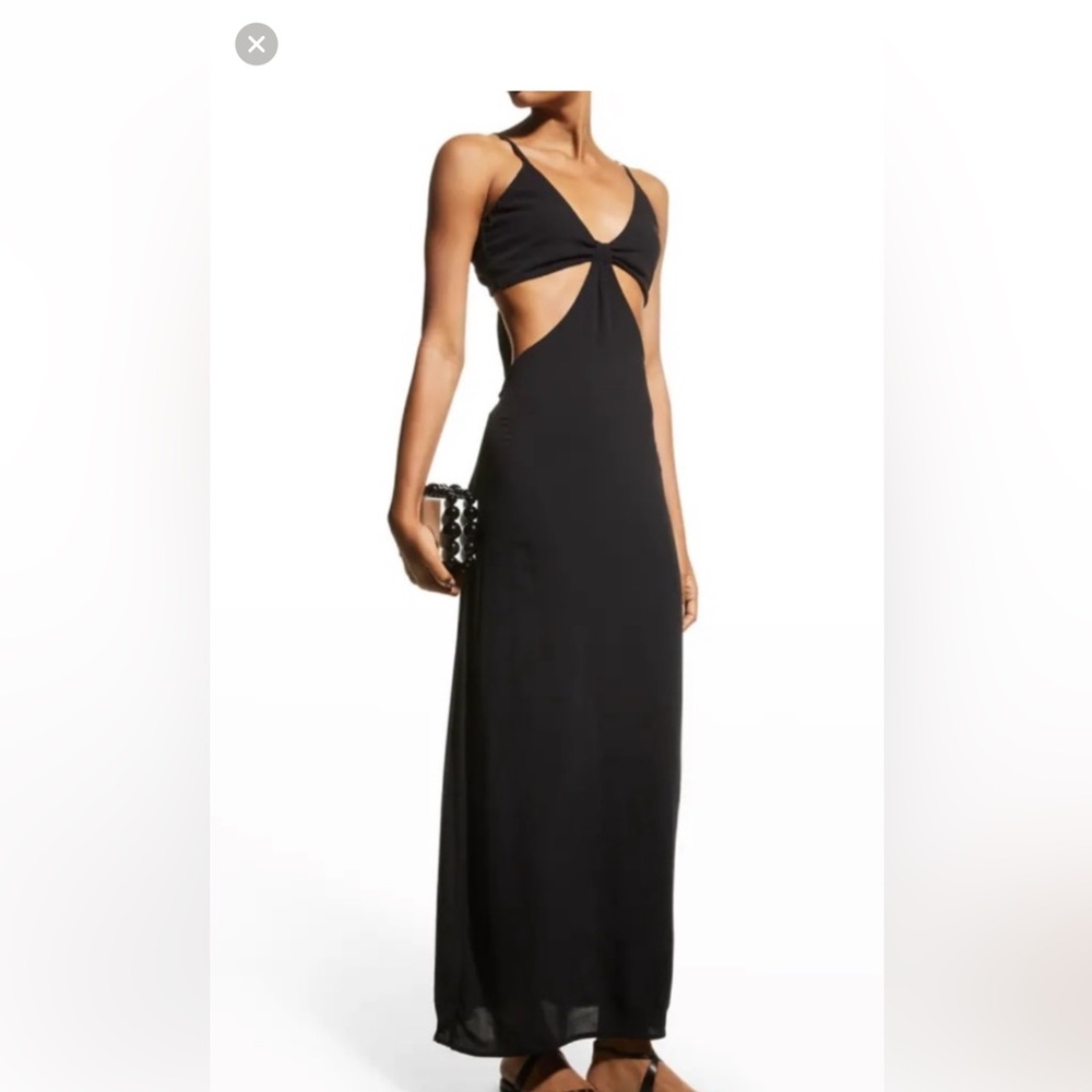 PQ Swim Sienna Open-Back Maxi V-Neck
Self-Tie Back Cutout Dress Black
